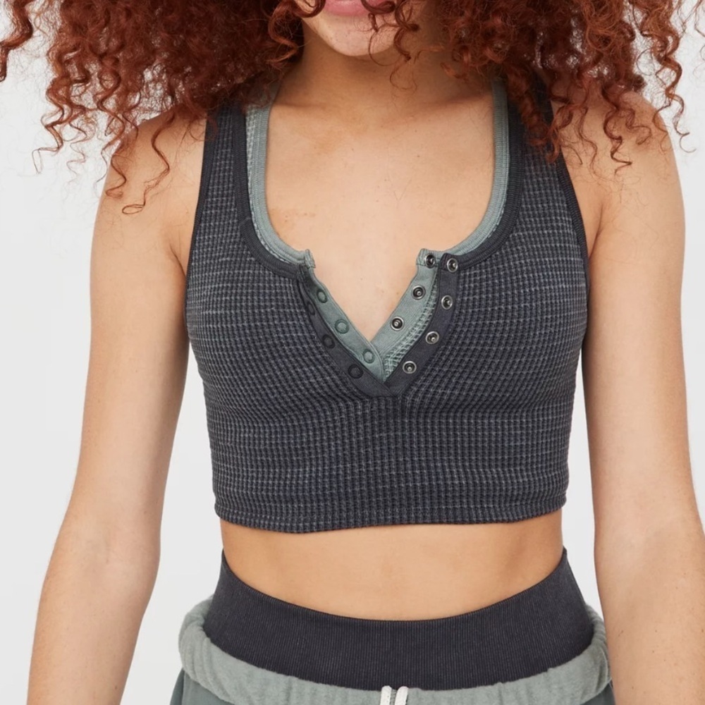 Aerie Main Squeeze waffle knit seamless bra top, small